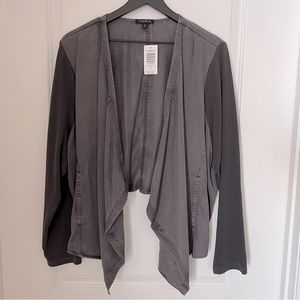 Torrid Grey Knit to Woven Drape Jacket Women’s Plus Size 3 NWT